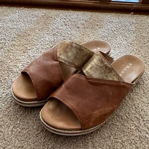 Tan and Gold Women's Sandals